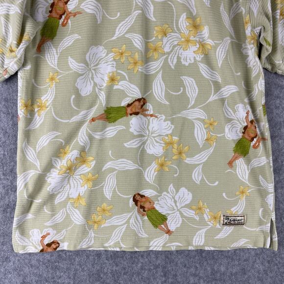 Vintage Tommy Bahama Hawaiian Polo Shirt Mens Medium Hula Girl Floral Textured - Picture 3 of 13
